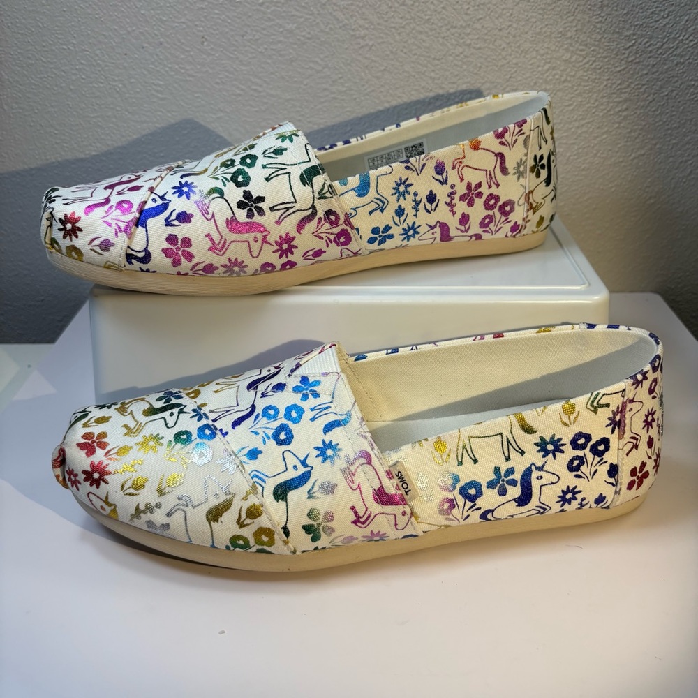 Toms Multicolor Unicorn Flower Metallic Patterned Women's Flats size 8 - Picture 5 of 11